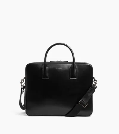 Le Tanneur Emile Slim 14" Document Box-effect Case In Smooth Leather In Black