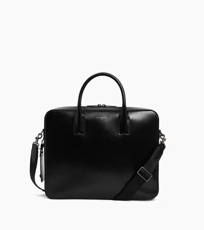 Le Tanneur Emile Slim 15" Document Box-effect Case In Smooth Leather In Black