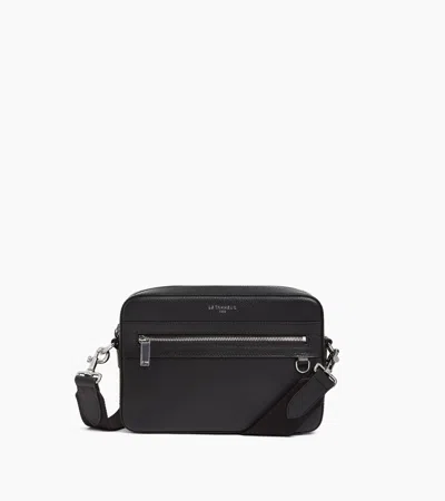 Le Tanneur Emile Small Shoulder Bag In Grained Leather In Black