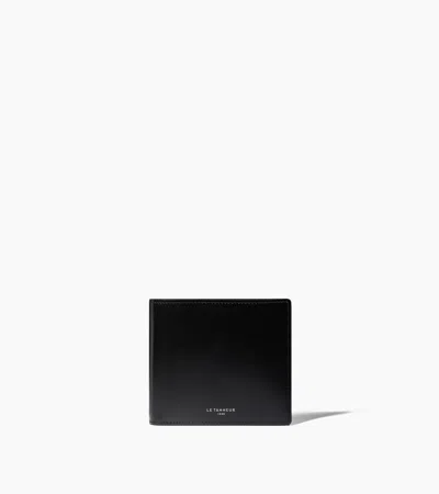 Le Tanneur Emile Smooth Leather Box-effect Card Holder With A Pocket For Banknotes In Black