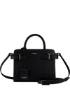 Le Tanneur Emilie Buckle Pebbled Tote Bag In Black