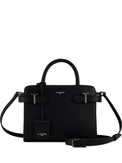 Le Tanneur Emilie Buckle Pebbled Tote Bag In Black