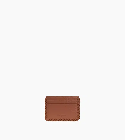 Le Tanneur Emilie Card Holder In Grained Leather With Topstitching In Brown