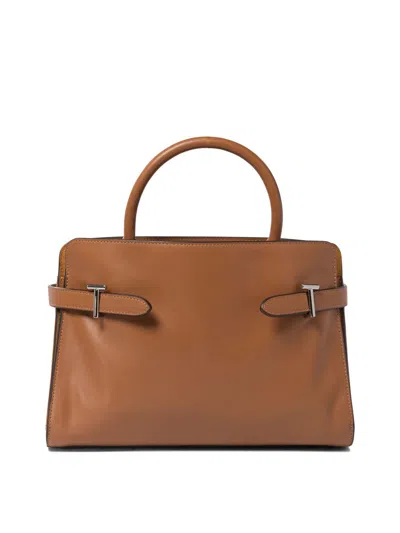 Le Tanneur Sac À Main Moyen Modèle Emie En Cuir Lisse Et Nubuck In Brown