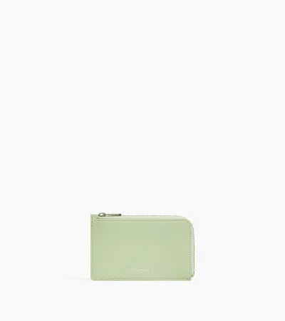 Le Tanneur Emilie Zipped Card Holder In Grained Leather In Green