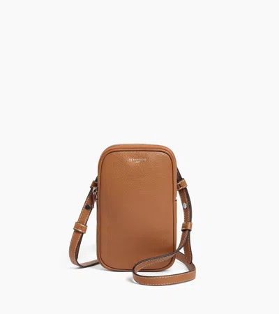 Le Tanneur Phone Case In Grained Leather In Brown