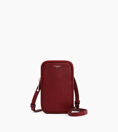 Le Tanneur Phone Case In Grained Leather In Red