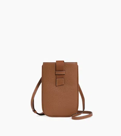 Le Tanneur Noah Phone Case In Smooth Buffalo Grain Leather In Brown