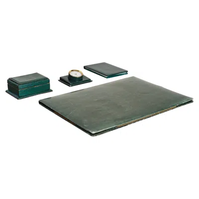 Pre-owned Le Tanneur French Green Leather Desk Set By