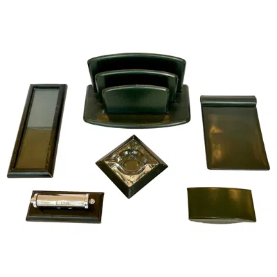 Pre-owned Le Tanneur French Leather Desk Set By  In Black