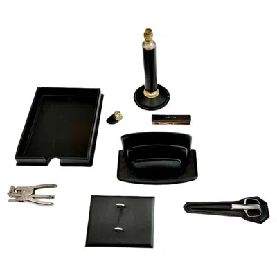 Pre-owned Le Tanneur French Leather Desk Set By  In Black