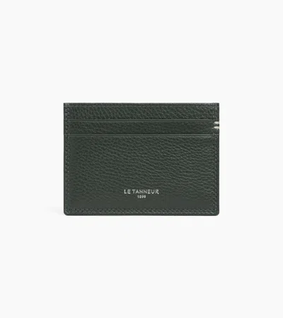 Le Tanneur Grained Leather Cardholder In Green