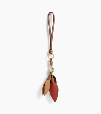 Le Tanneur Grained Leather Flower Charms In Tan Terracotta Red Honey Yellow