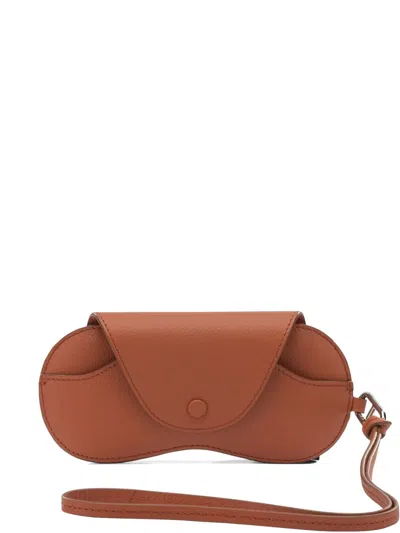Le Tanneur Grained Leather Glasses Case In Orange