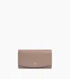 Le Tanneur Large Romy Flap Wallet In Grained Leather In Gray