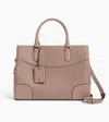 Le Tanneur Romy Large Handbag In Grained And Smooth Leather In Gray