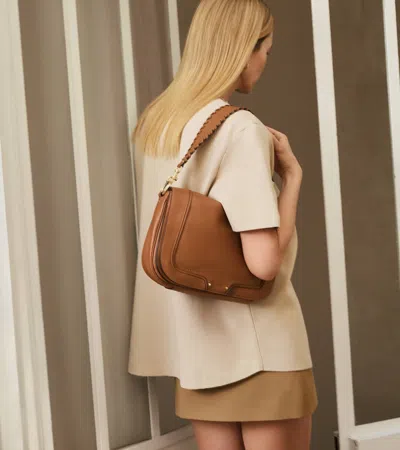 Le Tanneur Grand Sac Bandoulière Héloïse En Cuir Lisse In Marron Tan