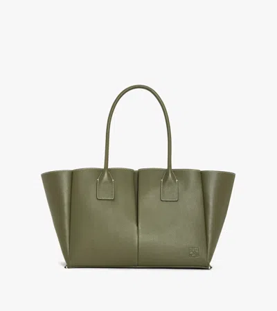 Le Tanneur Grand Sac Cabas Elena En Cuir Grainé In Green