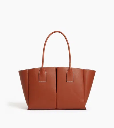 Le Tanneur Elena Large Tote Bag In Grained Leather In Brown