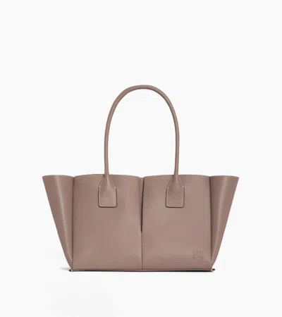 Le Tanneur Elena Large Tote Bag In Grained Leather In Gray