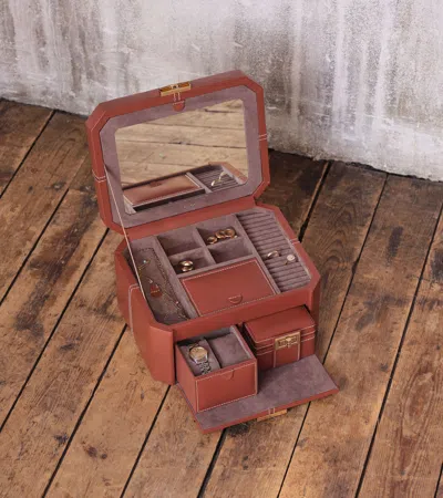 Le Tanneur Large Jewellery Box With Leather T-clasp In Brown
