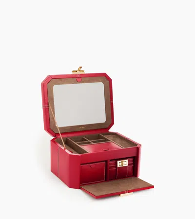 Le Tanneur Large Jewellery Box With Leather T-clasp In Red