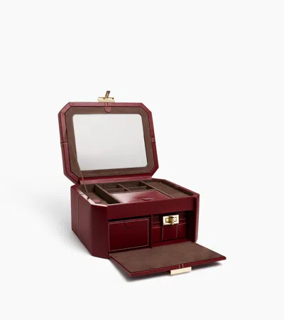 Le Tanneur Large Jewellery Box With T-clasp In Leather In Red