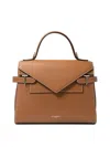 Le Tanneur Emilie Small Grained Leather Double Flap Handbag In Brown