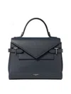 Le Tanneur Medium Grained Leather Double Flap Tote In Blue