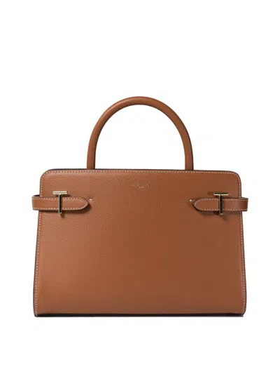 Le Tanneur Sac À Main Moyen Modèle Emie En Cuir Lisse Et Nubuck In Brown
