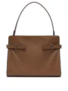 Le Tanneur Large Smooth And Nubuck Leather Shoulder Bag In Brown