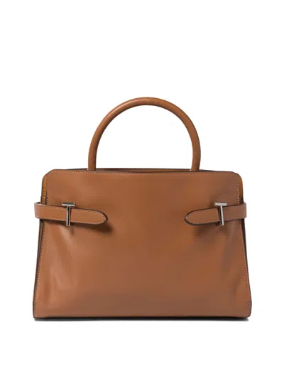 Le Tanneur Sac À Main Moyen Modèle Emie En Cuir Lisse Et Nubuck In Brown