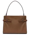 Le Tanneur Large Smooth And Nubuck Leather Shoulder Bag In Brown