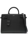 Le Tanneur Large Emilie T Signature Leather Handbag In Black