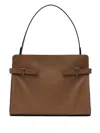 Le Tanneur Large Smooth And Nubuck Leather Shoulder Bag In Brown