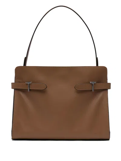 Le Tanneur Leather Buckle Tote Bag In Brown