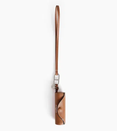 Le Tanneur Lipstick Case Charm In Grained Leather In Tan Brown