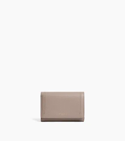 Le Tanneur Louison Medium Wallet With Flap In Grained Leather In Fossil Grey