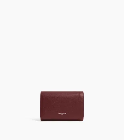 Le Tanneur Louison Medium Wallet With Flap In Grained Leather In Revolution Red