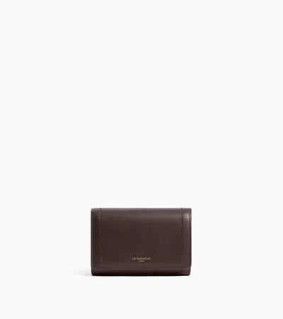 Le Tanneur Louison Medium Wallet With Flap In Smooth Leather In Brown Arabica