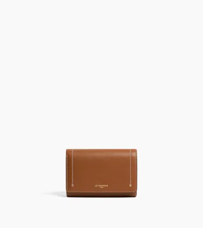 Le Tanneur Louison Medium Wallet With Flap In Smooth Leather In Tan Brown