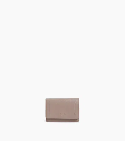 Le Tanneur Louison Small Card Holder With Flap In Grained Leather In Fossil Grey