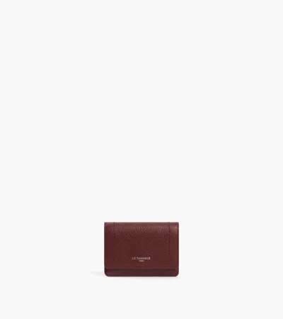 Le Tanneur Louison Small Card Holder With Flap In Grained Leather In Revolution Red