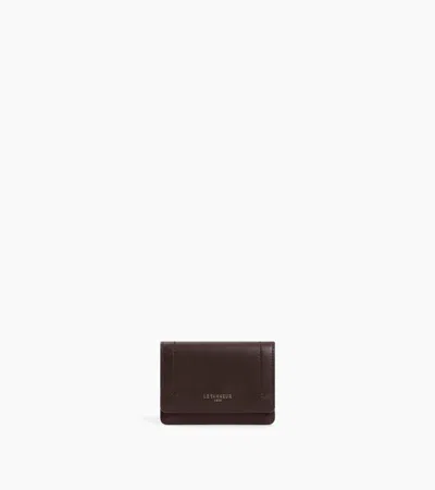 Le Tanneur Louison Small Card Holder With Flap In Smooth Leather In Brown Arabica