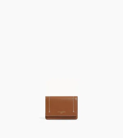 Le Tanneur Louison Small Card Holder With Flap In Smooth Leather In Tan Brown