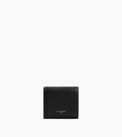 Le Tanneur Louison Small Wallet With Flap In Grained Leather In Black