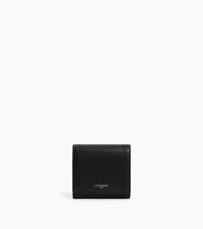 Le Tanneur Louison Small Wallet With Flap In Smooth Leather In Black