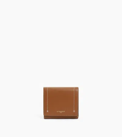 Le Tanneur Louison Small Wallet With Flap In Smooth Leather In Tan Brown
