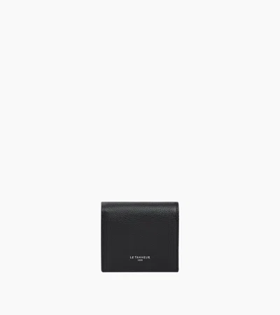 Le Tanneur Lucien Box-style Coin Purse With Banknote Pocket In Grained Leather In Black