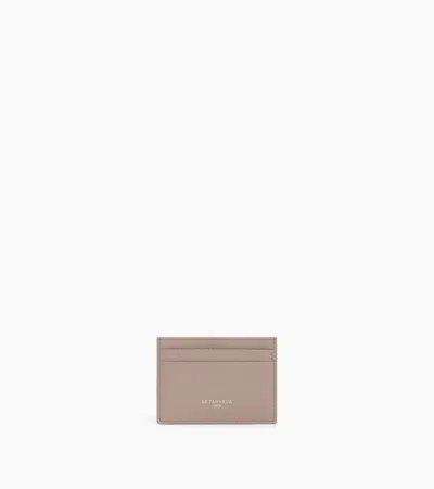 Le Tanneur Lucien Card Holder In Grained Leather In Gray